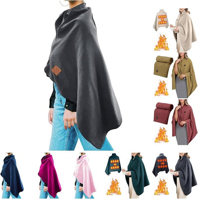 Heated Blanket Electric Throw Shawl Wraps for Women USB Powered Fast Heating Electric Blanket Zipper Fleece Warm Shawl