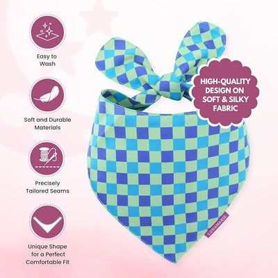 LunaMarie - Luxury Pet Birthday Bandanas -Premium & Silky Poly Fabric | 100% Handmade | Custom Shape Dual Layered (Electric Rebel, Small)