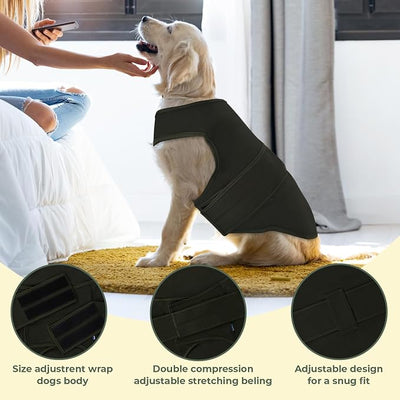 Dog Anxiety Vest Calming Jacket for Small Medium Large Dogs, Dog Shirt Wrap for Indoor Outdoor Fireworks, Thunder, Travel, Separation, Dark Green, XX-Large