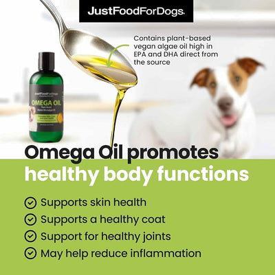 JustFoodForDogs DIY Homemade Turkey Dog Food Nutrient Blend and Omega Oil Bundle, Eco-Friendly Algae Oil, Omega-3 Fatty Acids