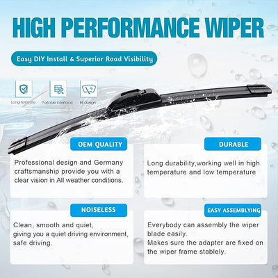 OEM Windshield Wiper Blades Replacement for BMW X2 2018 2019 2020 2021 2022 2023, All Weather Original Factory Quality Front & Rear Wipers Set 24"+20"+13" (Pack of 3)