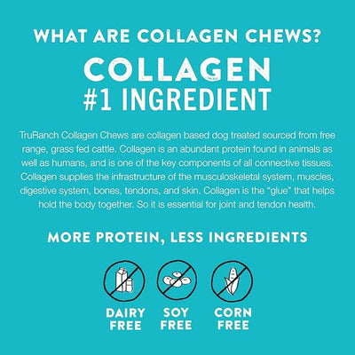 TRURANCH Collagen Chips - Collagen Dog Treats - Long Lasting Healthy Joint Support - Rawhide Alternative Chips - Skin & Coat Health - Made with Real Beef, Value Pack, 15 Bags, 7.5 lbs
