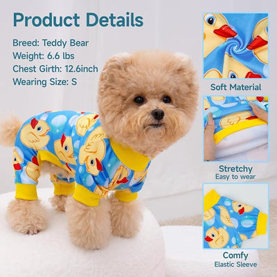 XPUDAC 4 Pack Dog Pajamas for Small Dogs Cats Dog Clothes Puppy Onesies Pet Duck Pajamas Puppy Jumpsuits Pet Pjs Shirt Apparel-S