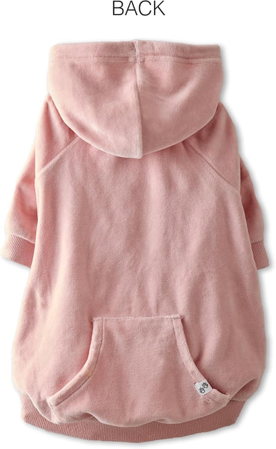 Pet Passion Cooper II Organic Cotton Velour Dog Hoodie Pet Coat for Small, Medium and Large Dogs, Pink, X-Small
