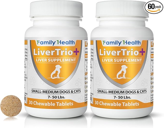 Comprehensive Liver Supplement (2 Pack - 60ct), Combining Same, SPC, Silybin A+B, Gluathione, Chew Tabs for Dogs 30Ct (2X Small - Medium)