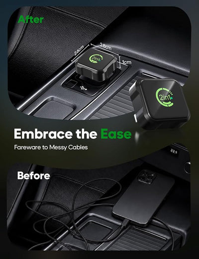 2026 Upgraded Wireless CarPlay & Android Auto Adapter, 2-in-1 Mini Size Plug and Play Adapter for iPhone & Android Auto, Seamless Connection for Convert Wired to Wireless Car Play, USB/USB-C Port