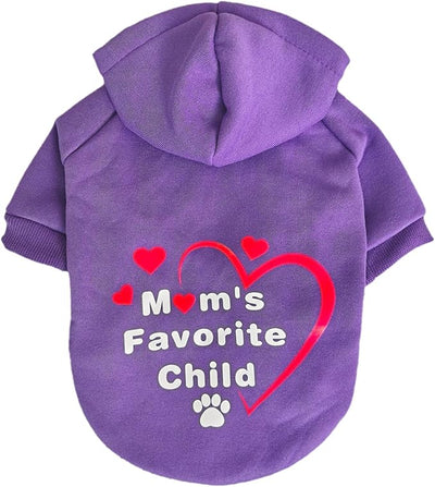 Jecikelon Print Dog Hoodies for Small Dogs, Soft Fleece Puppy Clothes for Pet Cat, Warm Winter Outfits Cold Weather Coats, Cute Sweatshirt Puppies Costume (Purple, Large)