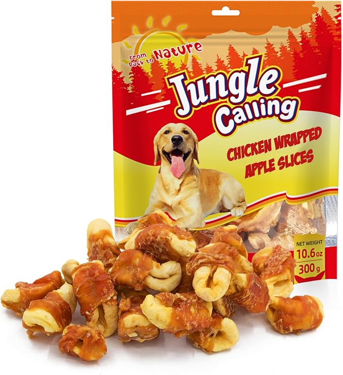 Dog Treats, Skinless Chicken Wrapped Apple Treats, Gluten and Grain Free, Chewy Dog Bites for Balanced Nutrition, 10.6oz