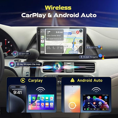 【Android15/4+128G】 Car Radio for Honda Odyssey 2005-2010 with Wireless CarPlay/Android Auto,10.1" in-Cell Touchscreen car Stereo with 5Ghz-WiFi Mirror Link FM/RDS Radio GPS Bluetooth AHD Camera
