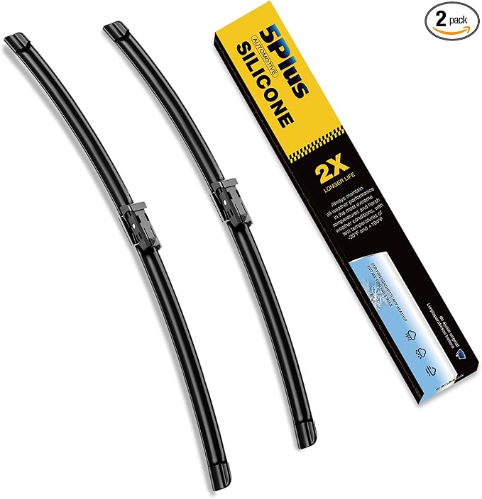 5 PLUS Premium Silicone Wiper Blades 25"+22" Front Fit Narrow Top Lock Arms | 5 PLUS Wipers Fits 2018-2026 VW Tiguan, Waterproof Rain Wiping, Streak-Free Visibility, Long Lasting Harsh Weather Design
