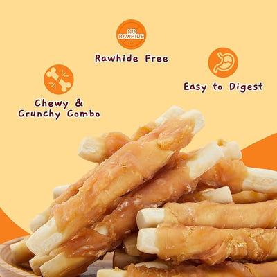 Jungle Calling 1.32 lb Chicken Wrapped Biscuit Dog Treats, Grain-Free & Rawhide-Free Dog Chews, Crunchy Training Snacks for Small, Medium & Large Dogs