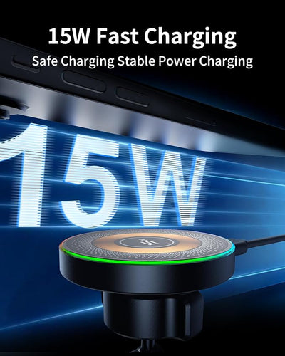 ZBF Magnetic Car Phone Holder, 15W for MagSafe Car Mount Charger(Fast Wireless Charging,Vacuum) 360°Adjustable Car Mount for Women Men iPhone 17-12