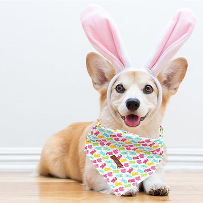 Lionheart glory Easter Dog Bandana Dog Kerchief 1 Pack Washable Soft Comfortable Dog Scarf, Square Adjustable Girl or Boy Easter Eggs Bunnies Dog Bandanas for Medium Large Dogs