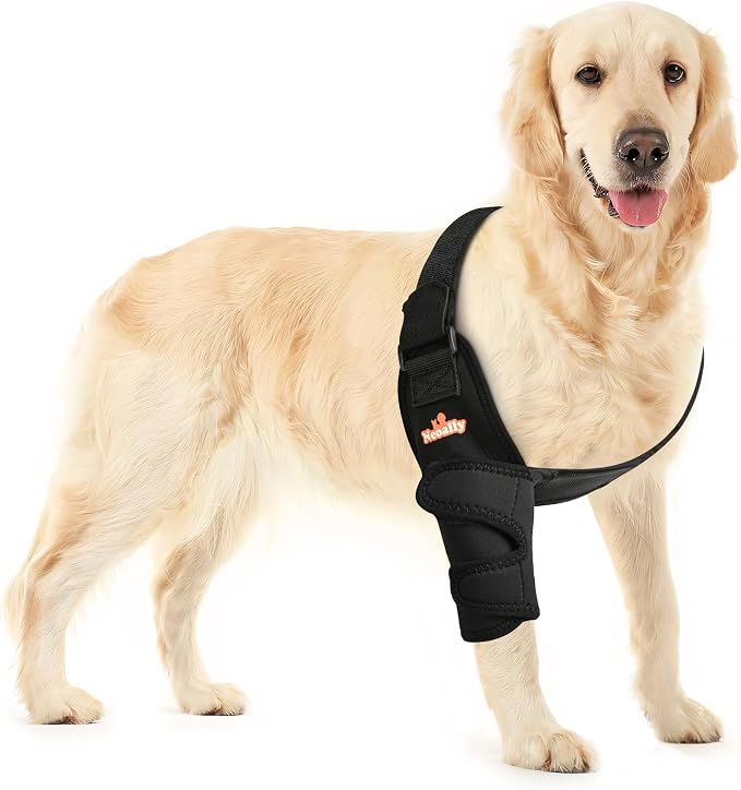 Breathable Dog Elbow Brace Protector Pads for Canine Elbow and Shoulder Support Elbow Hygroma, Dysplasia, Osteoarthritis, Elbow Calluses, Pressure Sores and Shoulder Dislocation (Right Large)