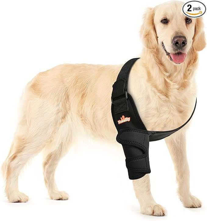 Breathable Dog Elbow Brace Protector Pads for Canine Elbow and Shoulder Support Elbow Hygroma, Dysplasia, Osteoarthritis, Elbow Calluses, Pressure Sores and Shoulder Dislocation (Right Small)