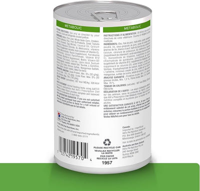 Hill's Prescription Diet Metabolic Weight Management Wet Dog Food, Chicken, 13 oz. Cans, 12-Pack