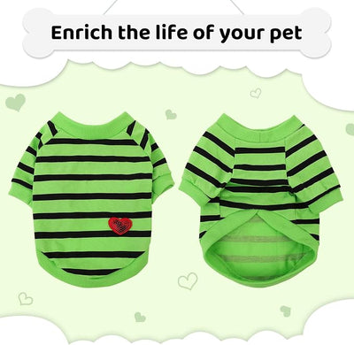 Dog Shirts for Large Dogs, Striped T-Shirts Dog Vest Pet Apparel Tee Shirts Spring Summer Suitable for Small and Medium Large Pets French Bulldog Bichon, Green L