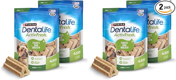 ActivFresh Pack of 4 Dog Chews for Small Dogs, Dental Chews to Freshen Breath, Chicken Flavor, 13.5 oz. Each, 45 Each/90 Total - 45 Ct. Pouch