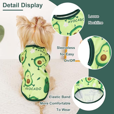 Dog Shirt Vest Dog Clothes for Small Dogs Boy Girl Stretchy Summer Puppy T-Shirts Soft Breathable Lightweight Puppy Sweatshirt Pet Cat Outfit (Avocado, Medium)
