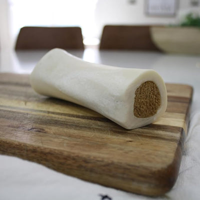 Cadet Stuffed Shin Bone, Long Lasting Dog Bones for Aggressive Chewers, High Protein Filled Dental Chew, Bully Stick Peanut Butter Filling, 5-6" for Large Dogs