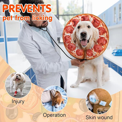 BEAUTYZOO Dog Cone Alternative After Surgery for Large Medium Small Dogs, Soft Inflatable Cone Collar for Dogs Cats, Pet Neck Donut E Collar Dog Recovery Collars to Stop Licking, Pizza, XL