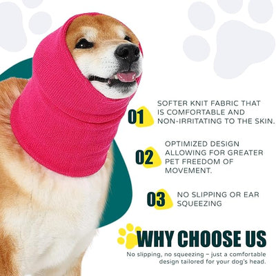 Dog Calming Hoodie Quiet Head Cover Sleeves Double Layer Thickened Dog Ear Muffs Noise Protection,Dog Hematoma Ear Wrap, Dog Headband for Anxiety Relief for Bath, Thunderstorms
