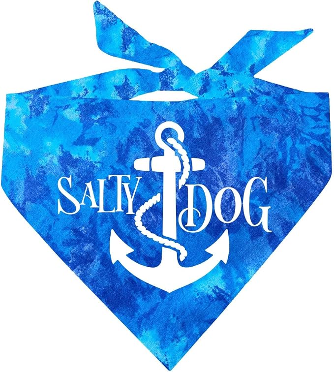Salty Dog Dog Bandana 100% Cotton Tie Dye Triangle Summer Vacation Beach Pool | One Size Royal Scrunch (100)