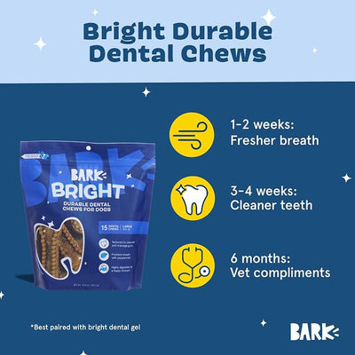 Barkbox Bright Durable Dog Dental Chew Sticks - 15 Dental Chews for Dogs - for Large Breeds (50+ lbs)