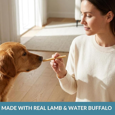 Wild Eats Lamb and Water Buffalo Collagen Sticks for Dogs (25 Pack, 0.6 cm Wide) Long Lasting Dog Chews No Hide Dog Treat Bully Stick Alternative, Rawhide Free, Grain Free, High Protein