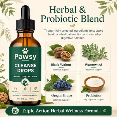 Cleanse Drops, Triple Action Probiotics Supplement Drops Natural Herbal for Gut HealthSuitable for All Stages 2fl oz (2 Pcs)