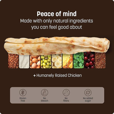 Earth Animal No Hide Chews - Long Lasting Rawhide Free Medium Dog Chews Rolls, Chicken - 3 Count Value Pack