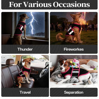 Dog Anxiety Calming Vest, Gentle Compression Anxiety Suit for Dogs, Breathable Dog Calming Wrap for Separation Anxiety, Thunder, Fireworks, Vet Visits, Black XS