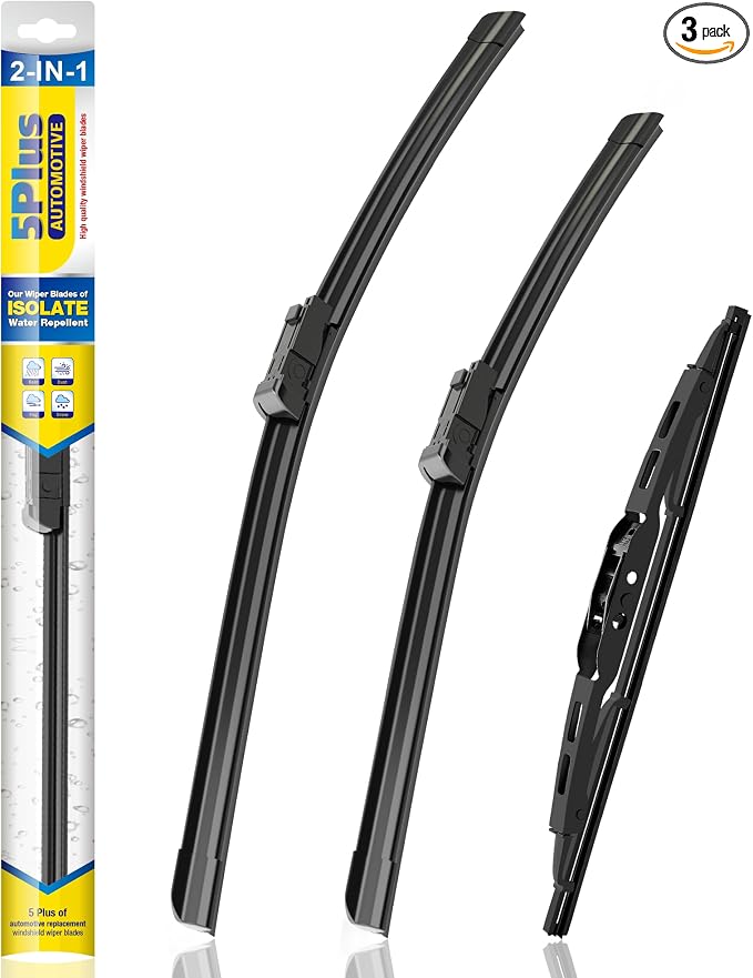5 PLUS® Silicone Windshield Wiper Blades Replacement for 2017-2010 GMC Terrain / 2017-2010 CHEVY Equinox Wiper Blades(Set of 3),Automotive Replacement Windshield Wiper Blades-24"/17"/13"