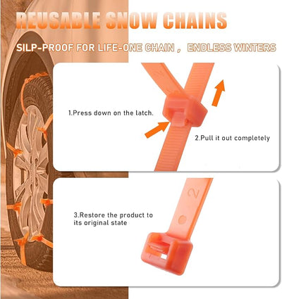 JINGKE 12 Pcs Reusable Snow Chains，Universal Emergency Adjustable Anti-skid Tire Chains Fit for Universal Winter Car Truck SUV Pickup Trucks Car