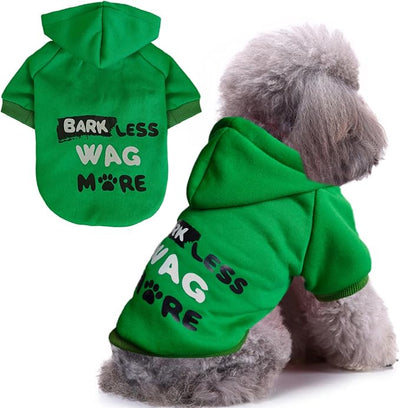 Jecikelon Print Dog Hoodies for Small Dogs, Soft Fleece Puppy Clothes for Pet Cat, Warm Winter Outfits Cold Weather Coats, Cute Sweatshirt Puppies Costume (Green, Medium)