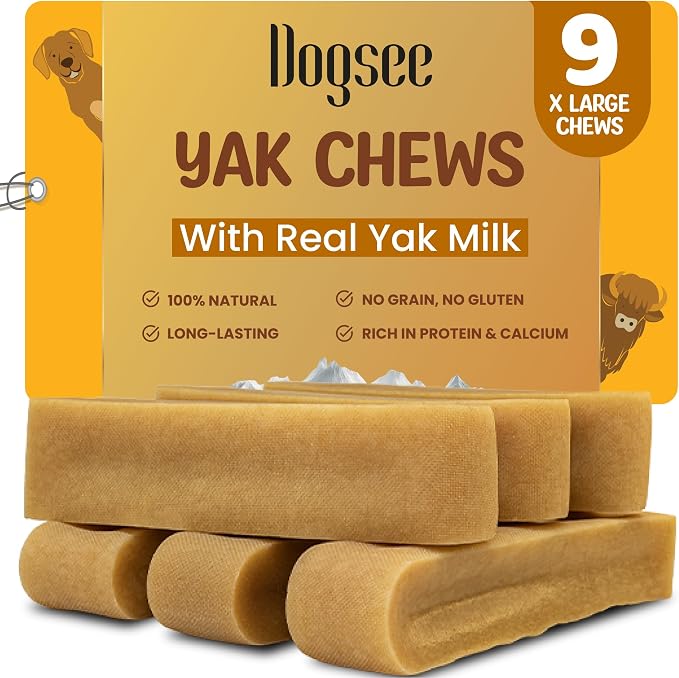 Original Himalayan Yak Cheese Chews (XL - 9 Pieces).100% Natural, 60% Protein, Dog Treats for Large Breed Dog Chews Long Lasting for Aggressive Chewers
