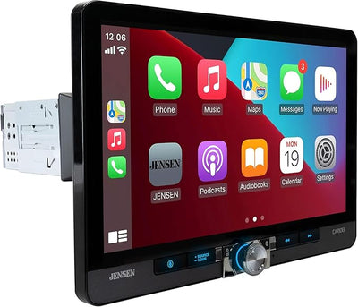 Jensen CAR1013 10.1-inch Certified Apple CarPlay Android Auto Wired or Wireless | Single DIN & Double DIN Touchscreen Car Stereo Radio | Bluetooth | Front & Rear Camera Inputs | USB Playback & Charge