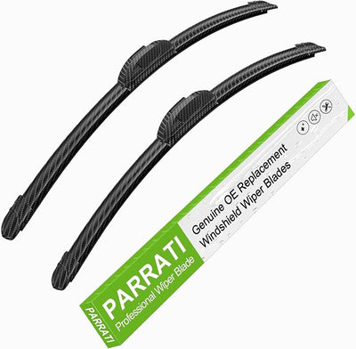 OEM QUALITY 24" + 20" PARRATI Carbon Fiber Windshield Wiper Blades, Dark Gray All Season Durable Replacement Wipers,Quiet Smooth Streak-Free Wipe (Set of 2)