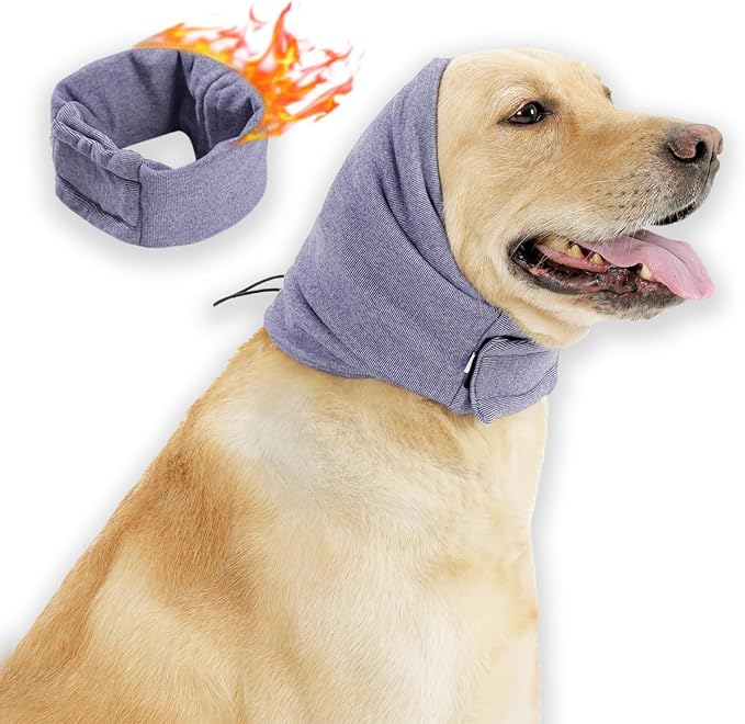 Ear Muffs for Dogs,Calming Hoodie Thunder Head Wrap,No Shake Anxiety Relief Pet Covers Ear Noise Protection Vest for Dogs for Fireworks,Vet Visits,Bathing(Purple,L)