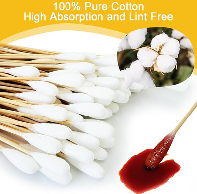 Egaageoi 200 Pcs 6 Inch Large Bamboo Cotton Swabs with Storage Box | for Pet Owners, Groomers, Vet, Outdoor Care, After Swimming, Daily use, with Soft Cotton Tips, Safe Reach for Wax Removal