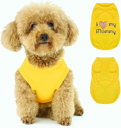 Expressive Pet Vest: Sleeveless Dog Shirt with 'I Love My Mommy' Slogan, Ideal for Chihuahuas, Poodles, Yorkies, and More - Adorable Design, Ultimate Comfort, Easy Maintenance! Yellow Small