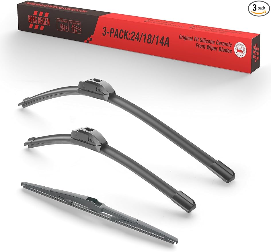 3 Silicone Wipers Blades Replacement for Mazda CX-5 2016 2015 2014 2013 Hyundai Santa Fe 2012-2007（Pack of 3) 24"+18"+14" All-Season Original Equipment Windshield Wiper Blades for my car