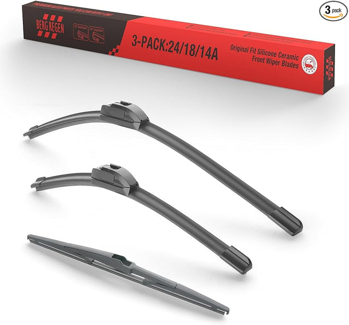 3 Silicone Wipers Blades Replacement for Mazda CX-5 2016 2015 2014 2013 Hyundai Santa Fe 2012-2007（Pack of 3) 24"+18"+14" All-Season Original Equipment Windshield Wiper Blades for my car
