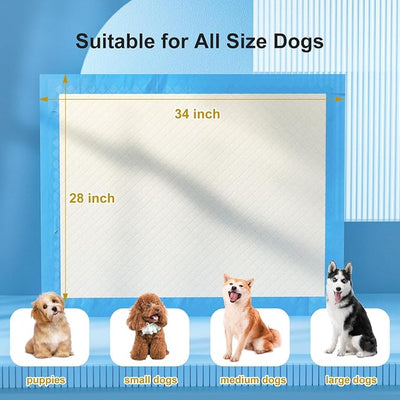 Gardner Pet Ultra Absorbent Thicker Dog Pee Pads Extra Large XL 28"x34" Leak-Proof Odor-Control Blue Puppy Training Pads Full Edge-Wrapping Pad for Dogs, Puppies, Doggie, Cats, Rabbits - 18 Ct