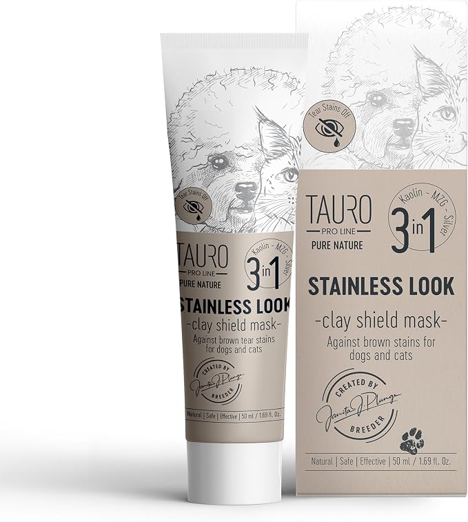 Clay Tear Stain Remover for Dogs - Shield Mask for Eyes, Ears, Mouth, Gentle Grooming Product for Dogs, Puppy & Cat (Stainless Look - 1.69 Fl Oz)