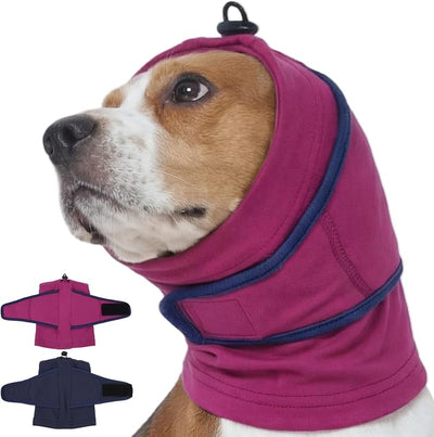 Nanaki Soft Calming Hoodie for Fireworks & Thunderstorm Noise Protection, Dog Ear Covers for Blow Drying Grooming, Dog Ear Wrap Hematoma Anti-Scratching, Snoods for Dogs Eating Drinking, Purple, M
