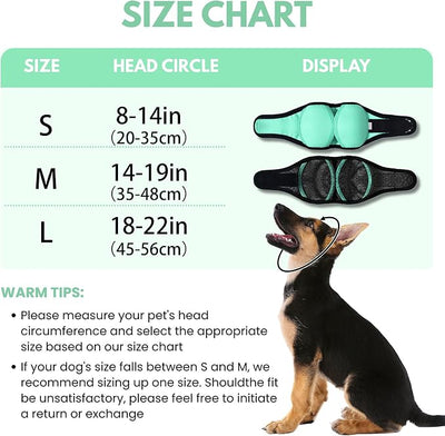 Waterproof Dog Ear Covers No Flap Ear Wraps for Dogs Bath,Grooming & Drying,Noise Protection Ear Muffs Anxiety Relief,Adjustable Calming Hoodie Shower Cap for Hematoma(Mint Green,M)