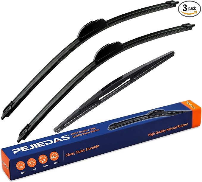 3 Replacement Wiper Blades For Nissan Armada 2017 2018 2019 2020 2021 2022 2023 24" + 19" + 12" Front and Rear Wiper Blades (Pack of 3)