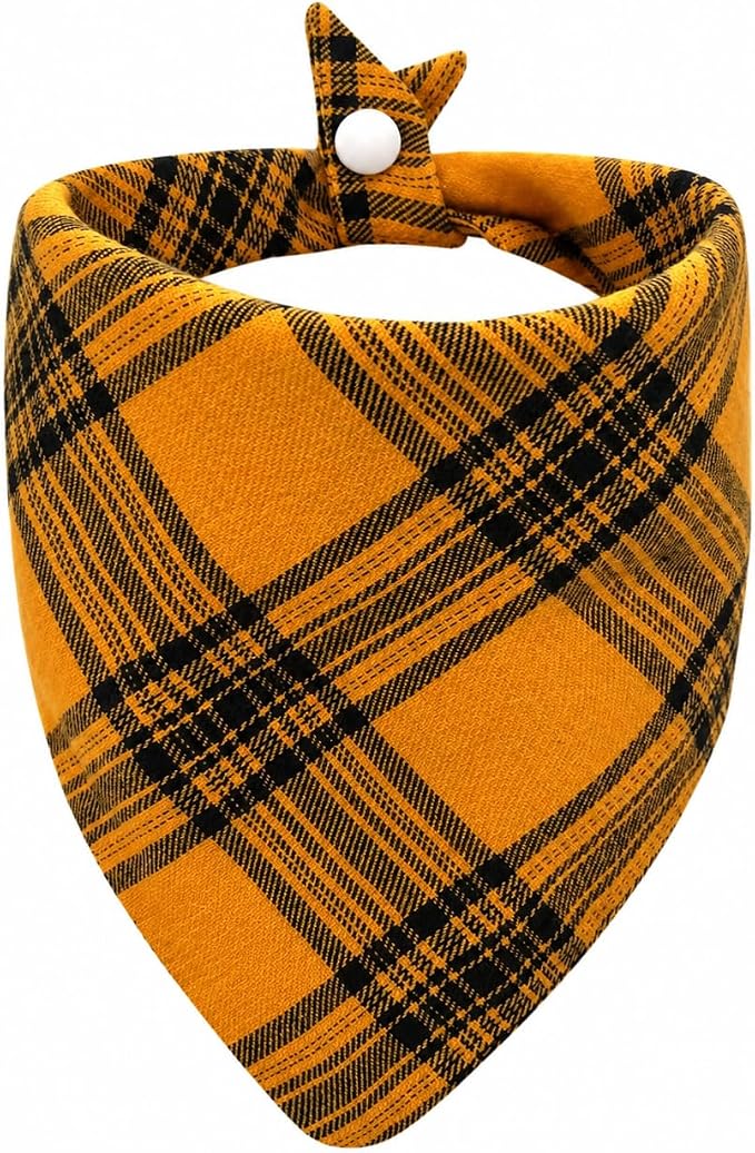 Plaid Dog Bandana-100% Cotton Soft,with Adjustable Buckle,Suitable for Small and Medium-Sized Dogs,Medium