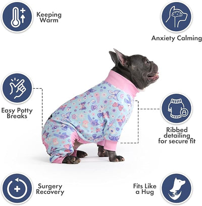 Spark Paws Dog Pajama, Dog Recovery Suit Male, Onesie, Ultra-Soft and 4-Way Stretch, for Small Medium and Large Breed - Butterfly Dreams - 2XL
